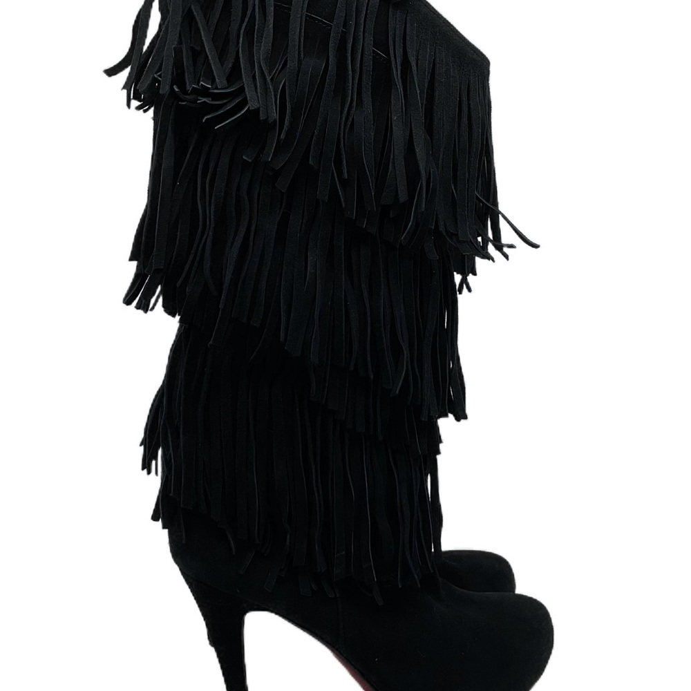 Christian Louboutin Forever‎ Tina Black Fringe Heeled Boots